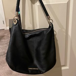 Elaine Turner Stella in Black Washed Leather and Gold - Braided Handle